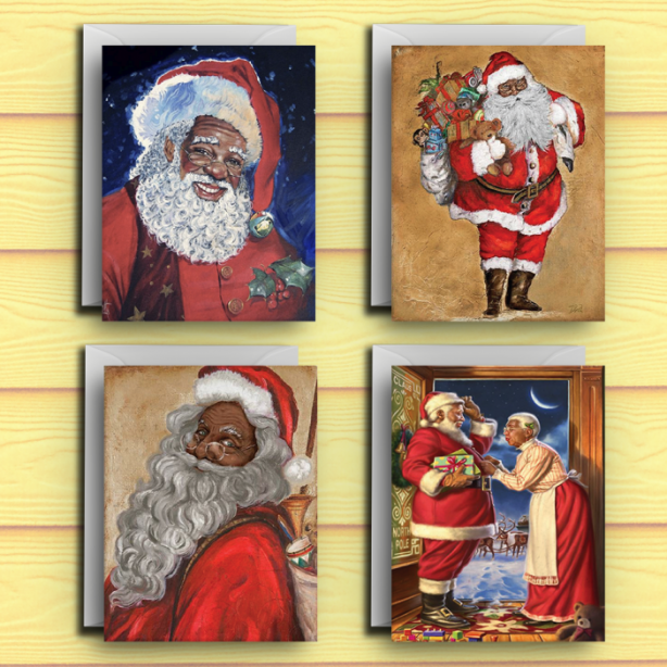 Black Santa Cards Set
